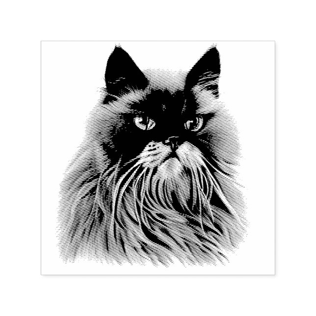 Snygg Persian Cat Porträtt Självfärgande Stämpel (Design)