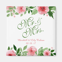 Snygg Personlig Blommigt Bröllop | Magnet