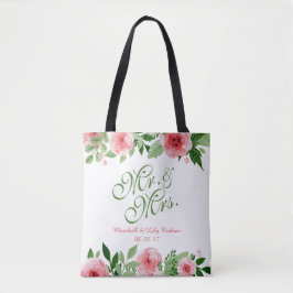 Snygg Personlig Blommigt Bröllop Tote Bag Tygkasse