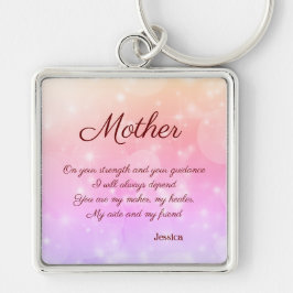 Snygg Personlig Mor Dikt Fyrkantig Silverfärgad Nyckelring