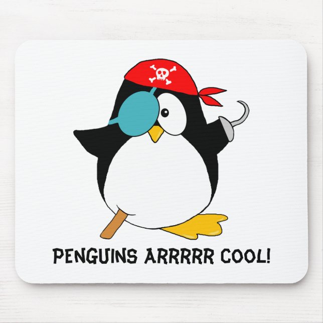 Snygg piratpingvin musmatta (Framsidan)
