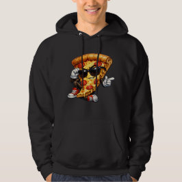 Snygg Pizzabitmaskot med Solglasögon Konst Hoodie