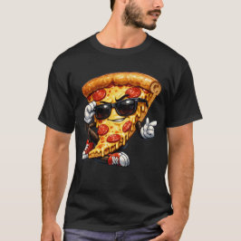 Snygg Pizzabitmaskot med Solglasögon Konst T Shirt