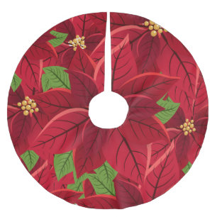 Snygg Poinsettia Träd Skirt Julgransmatta Borstad Polyester