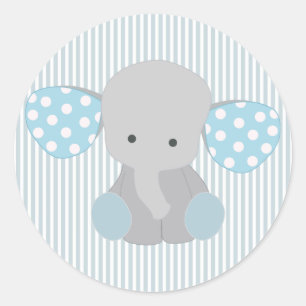 Snygg Pojke Blue Elephant Runt Klistermärke