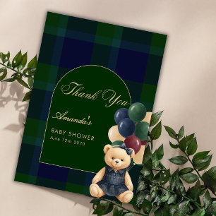 Snygg Polotröja Teddybjörn Lyxig Flickbabyfirande Tack Kort