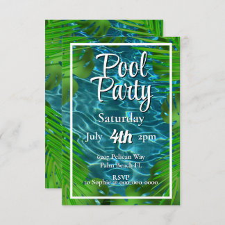 Snygg poolparty palmlöv  inbjudningar