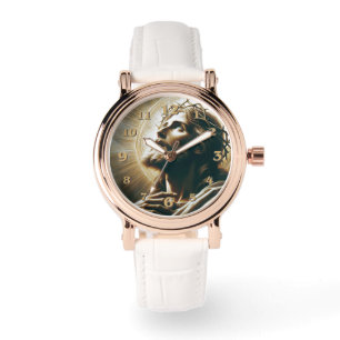 Snygg Porträtt av Jesus på krona Armbandsur