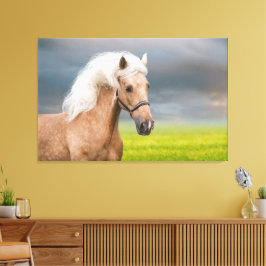 Snygg Porträtt Palomino Horse med Long Mane Canvastryck