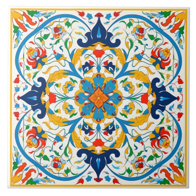 Snygg portugisisk Azulejo Stil Ceramic Tile. Kakelplatta (Framsidan)