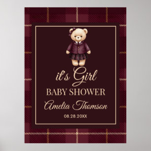 Snygg Preppy Nalle Babyshower Poster