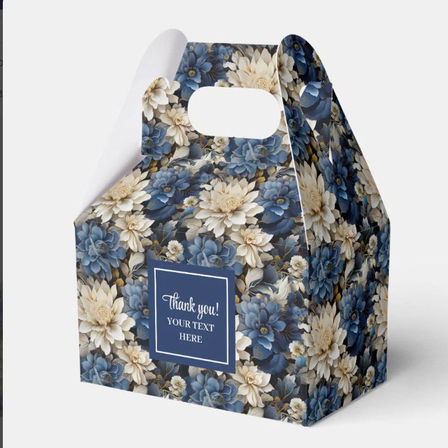 Snygg presentask med blåa och vita blommor för per (Chic Blue White Flowers Personalized Favor Box)