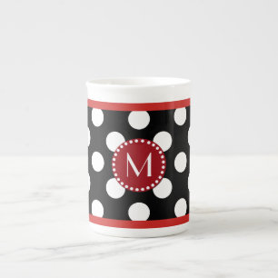 Snygg prickig monogramm kopparbenporslin benporslin mugg