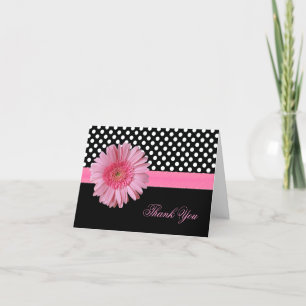 Snygg prickig och rosa Gerbera-tackkort Tack Kort