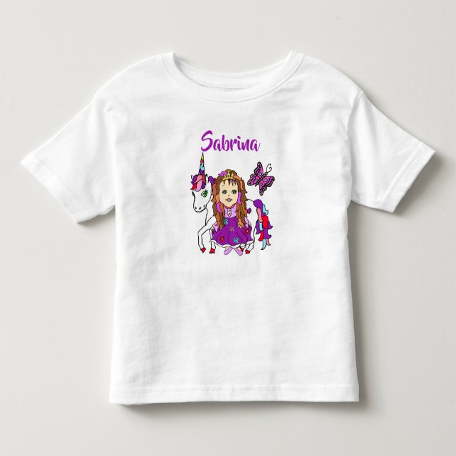 Snygg prinsessa och enhörning personlig skjorta t shirt (Framsida)