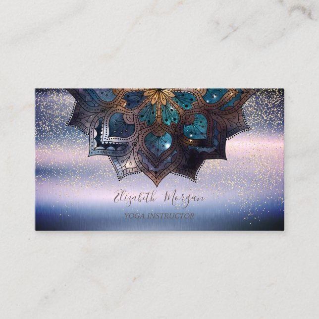 Snygg Professionell Elegant Mandala, Konfetti Yoga Visitkort (Framsida)
