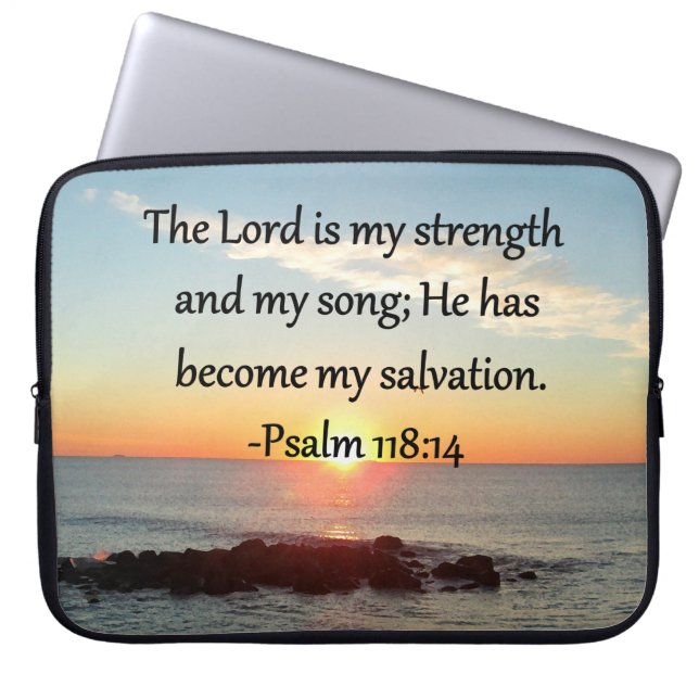 Snygg Psalm 118:14 Soluppåtriktad fotodesign Laptop Fodral (Framsidan)