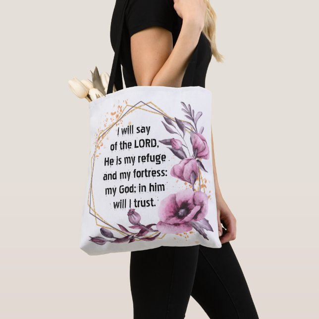 Snygg Psalm 91 Blommigt Tote Bag Tygkasse (Närbild)