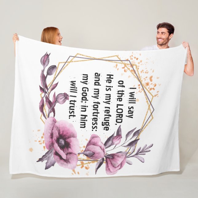Snygg Psalm 91 Blommigtar Fleece Blanket (På plats)