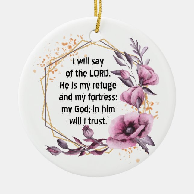 Snygg Psalm 91-Blommigts keramisk prydnadsföremål Julgransprydnad Keramik (Framsidan)