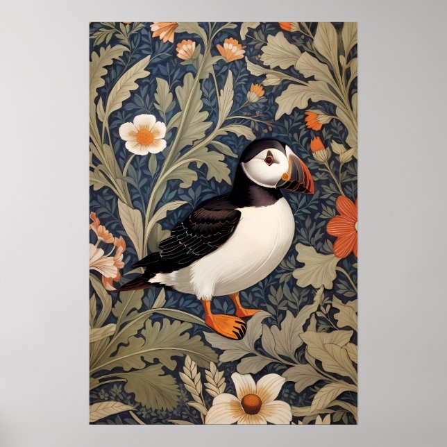 Snygg Puffin William Morris Inspired Poster (Framsidan)