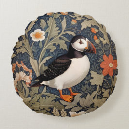 Snygg Puffin William Morris Inspired Rund Kudde