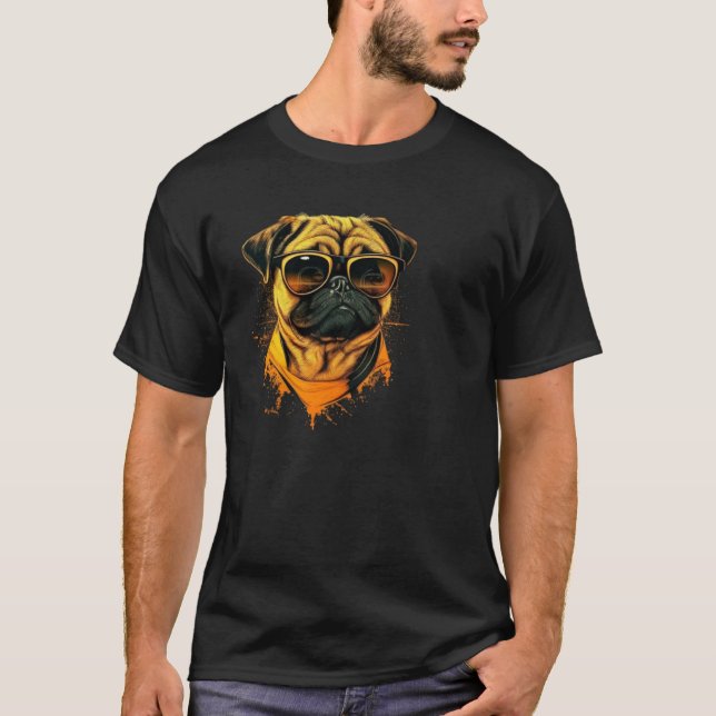 Snygg Pug-ansikte T Shirt (Framsida)