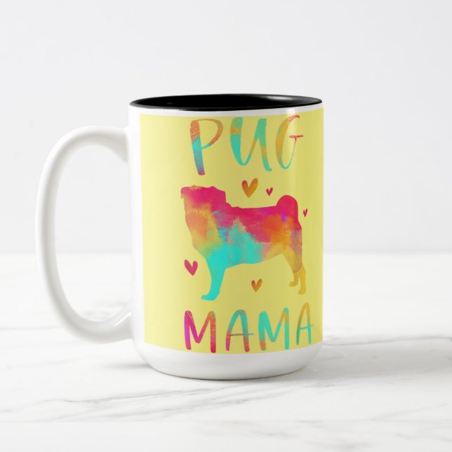 Snygg Pug Mamma någonsin Två-Tonad Mugg (Vänster)