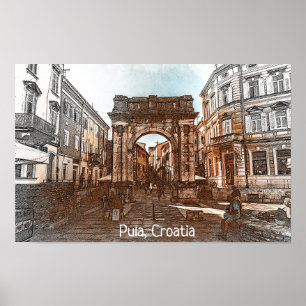 Snygg Pula Kroatien City Painting Poster