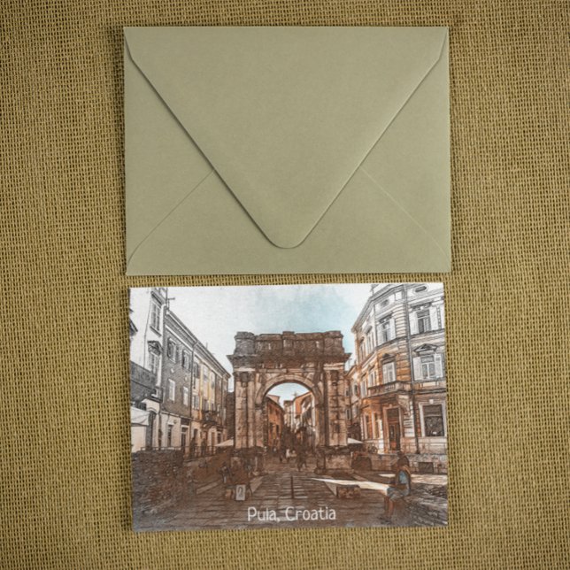 Snygg Pula Kroatien City Painting Vykort (pula croatia istria city postcard)