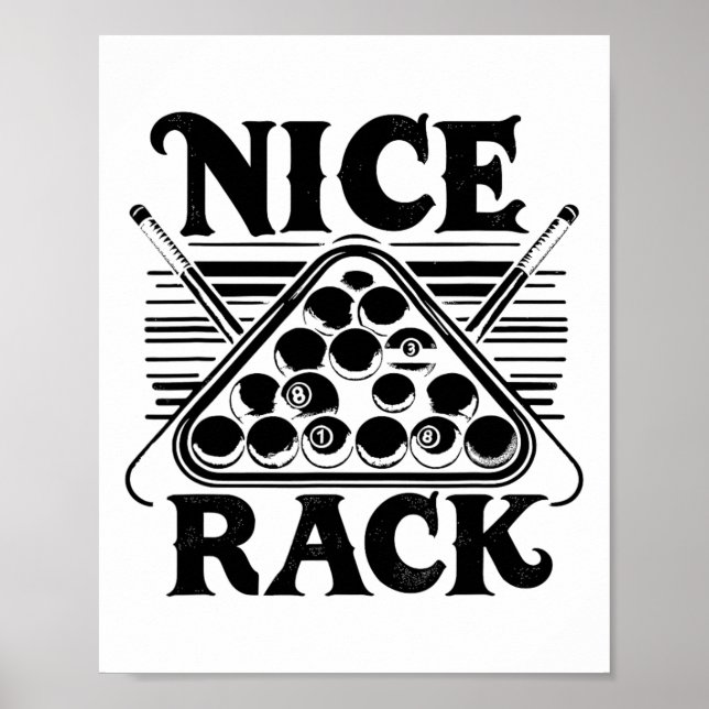 Snygg Rack Bassäng Billiard Player Billiards Cue S Poster (Framsidan)