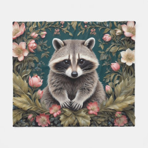 Snygg Racoon Rosa Blommigt Fleecefilt