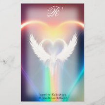Snygg Rainbow Angel Vingar Monogram Stationery