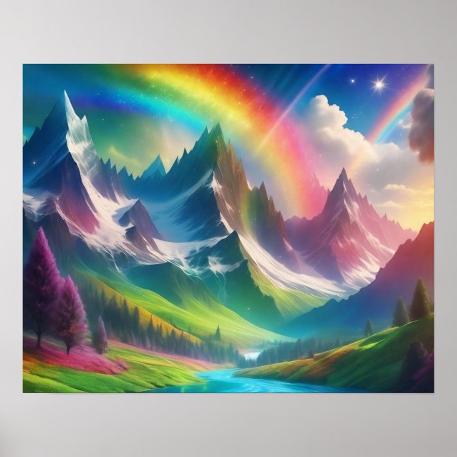 Snygg Rainbow Fantasy Realm Poster (Framsidan)