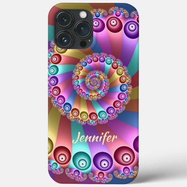 Snygg Rainbow Färg Abstrakt Fractal Art Namn (Baksida)