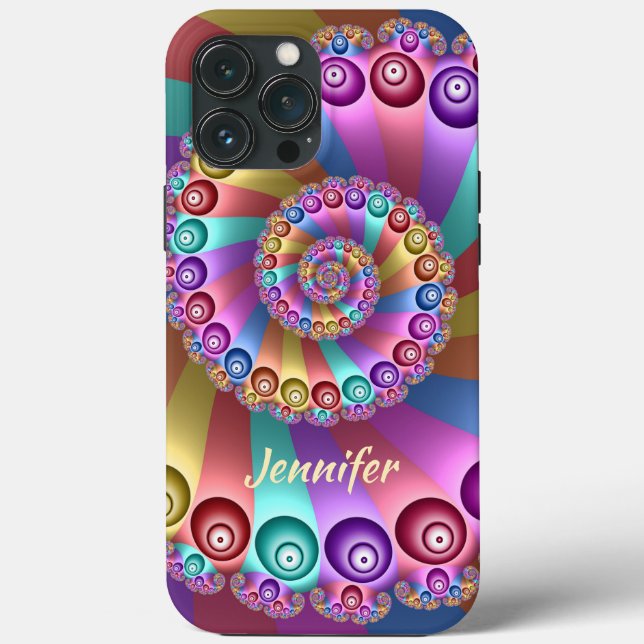 Snygg Rainbow Färg Abstrakt Fractal Art Namn (Baksida)