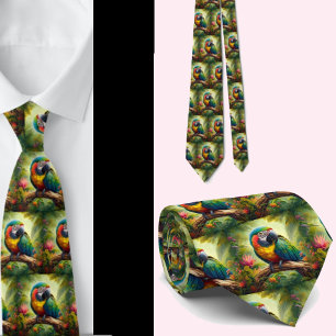 Snygg Rainbow Parrots Necktie Slips