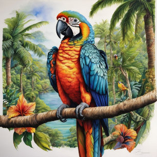 Snygg Rainbow Parrots Necktie Slips