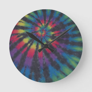 Snygg Rainbow Swirl Spiral Tie Dye PhatDyes Rund Klocka
