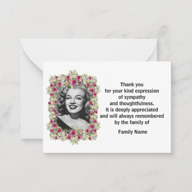 Snygg Ram blomma efter begraven Tack Anteckningskort (Framsida)