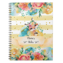 Snygg räv och blommor Flicka daglig dagbok