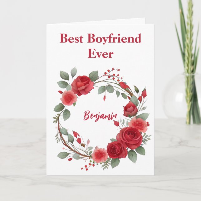 Snygg Red Best Boykompis någonsin Valentine Helgkort (Framsida)