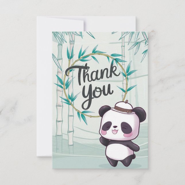 Snygg redigerbar Panda Tack Kort (Framsida)