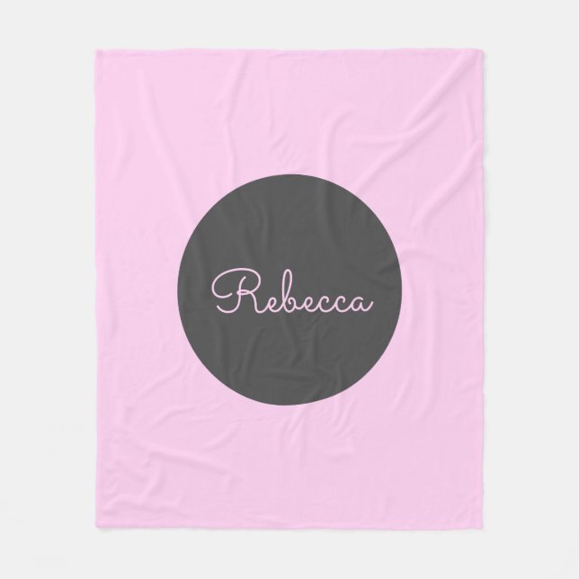 Snygg redigerbar rosa retro-moder skriptdesign fleecefilt (Framsidan)