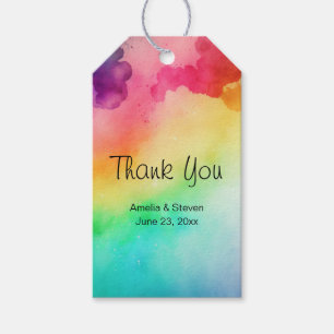 Snygg regnbåge Färg Abstrakt Design Bröllop Presentetikett