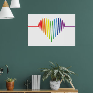 Snygg regnbåge Färg av ett Beating Human Heart Poster