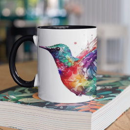 Snygg regnbåge Hummingbird med plattereffekt Två-Tonad Mugg