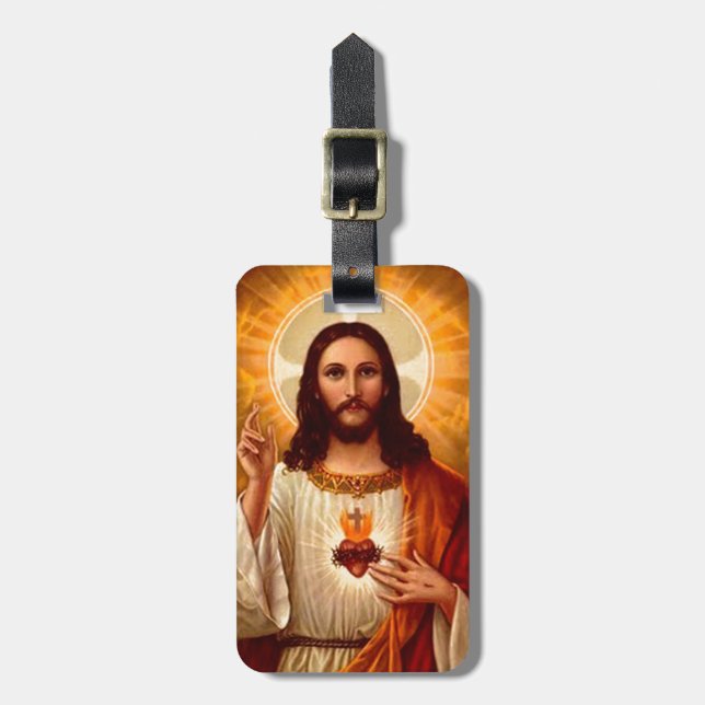 Snygg religiösa Helig Hjärtat i Jesus bild Bagagebricka (Vertikal Framsida)