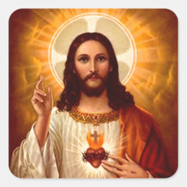 Snygg religiösa Helig Hjärtat i Jesus bild Fyrkantigt Klistermärke