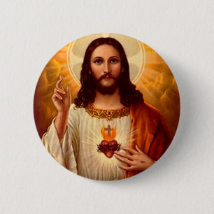Snygg religiösa Helig Hjärtat i Jesus bild Knapp